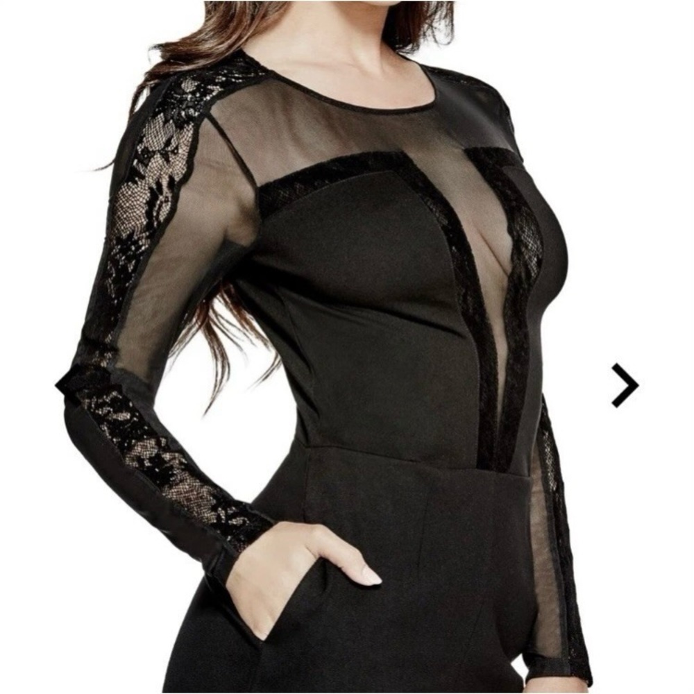 Guess Lace and Mesh Long Sleeve Romper Y2K Size S